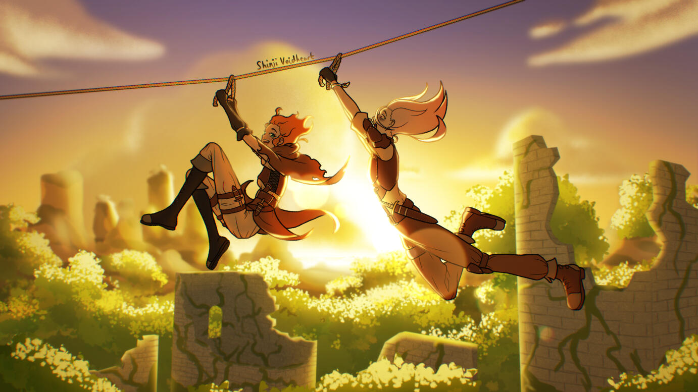 Daisy and Kai zipline